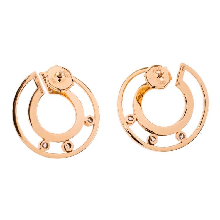 Pre Owned Messika Move Romane Diamond 18K Rose Gold Hoop Earrings