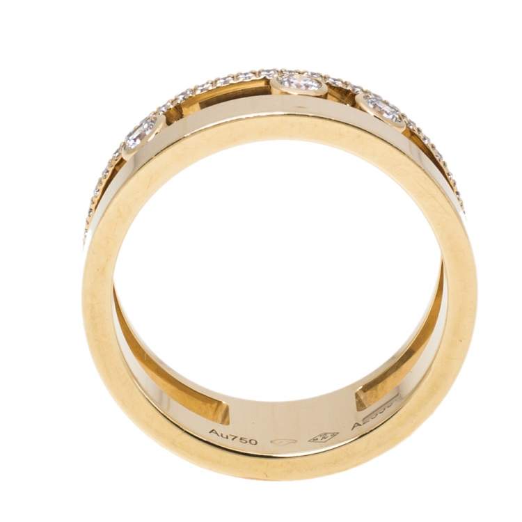 Pre Owned Messika Move Romane Diamond 18K Yellow Gold Ring Size 53