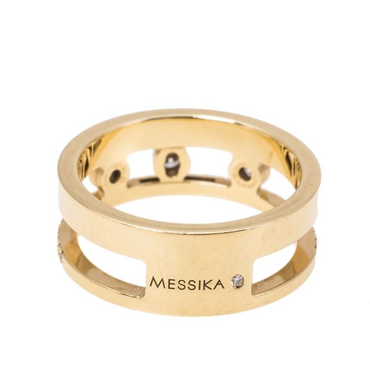 Pre Owned Messika Move Romane Diamond 18K Yellow Gold Ring Size 53