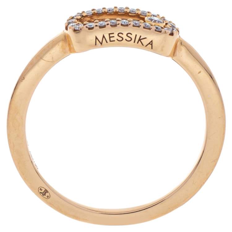 Pre Owned Messika Move Uno Diamond 18K Rose Gold Ring Size 50.5