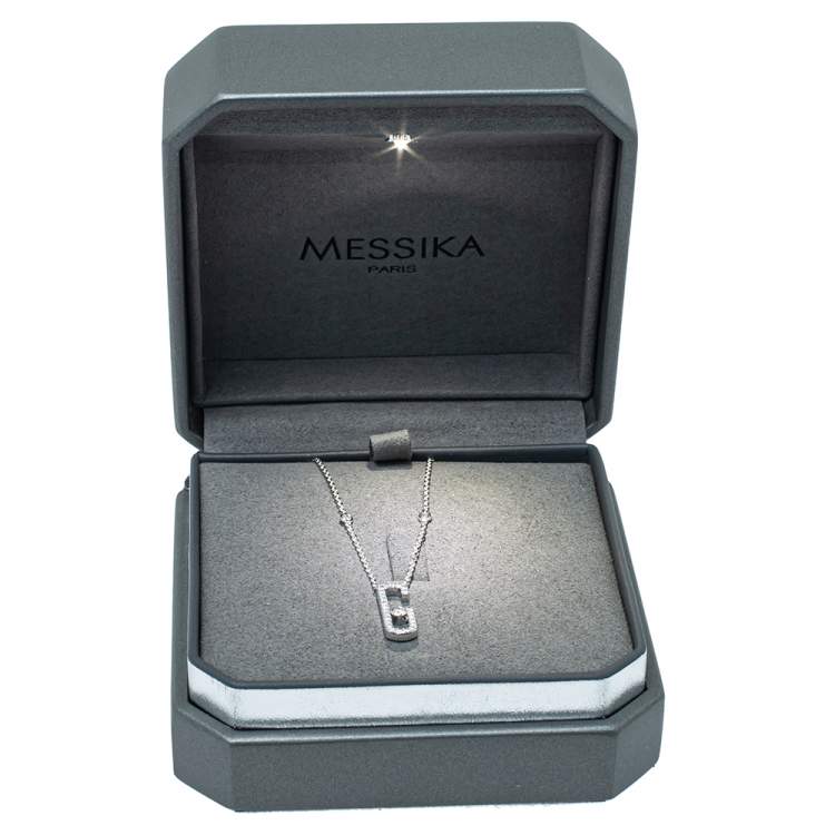 Pre Owned Messika Move Addiction Pave Diamond 18K White Gold Necklace 