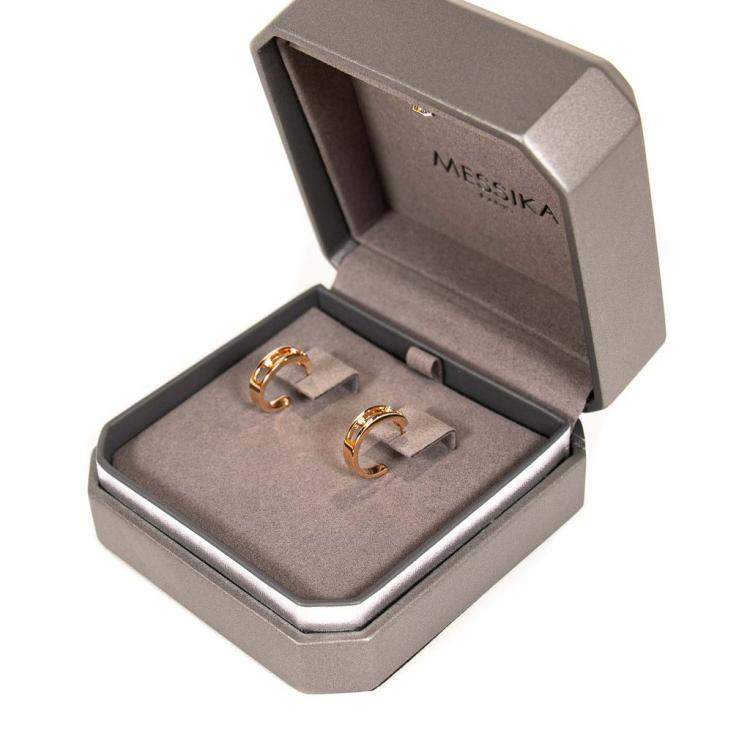Pre Owned Messika Move 18K Rose Gold Diamonds Hoop Earrings