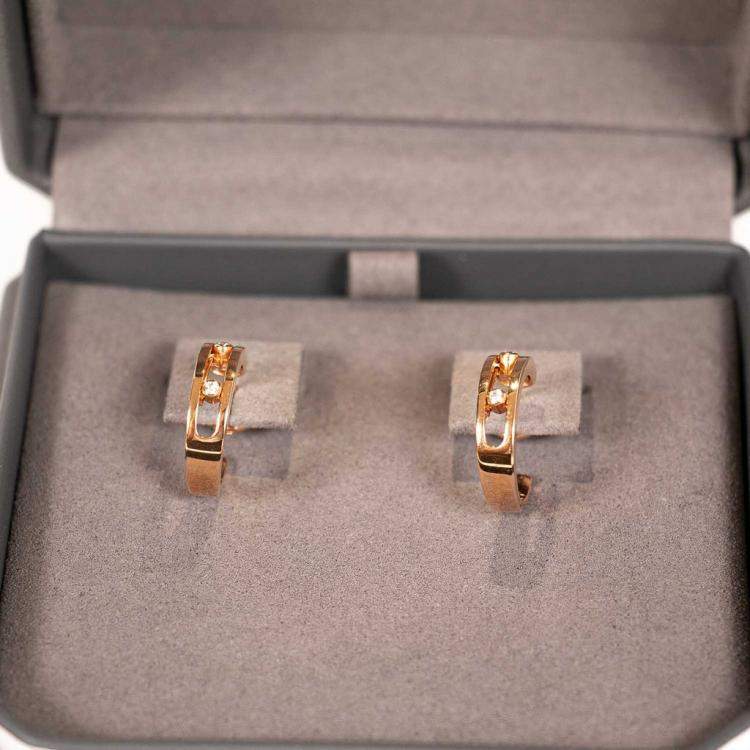 Pre Owned Messika Move 18K Rose Gold Diamonds Hoop Earrings