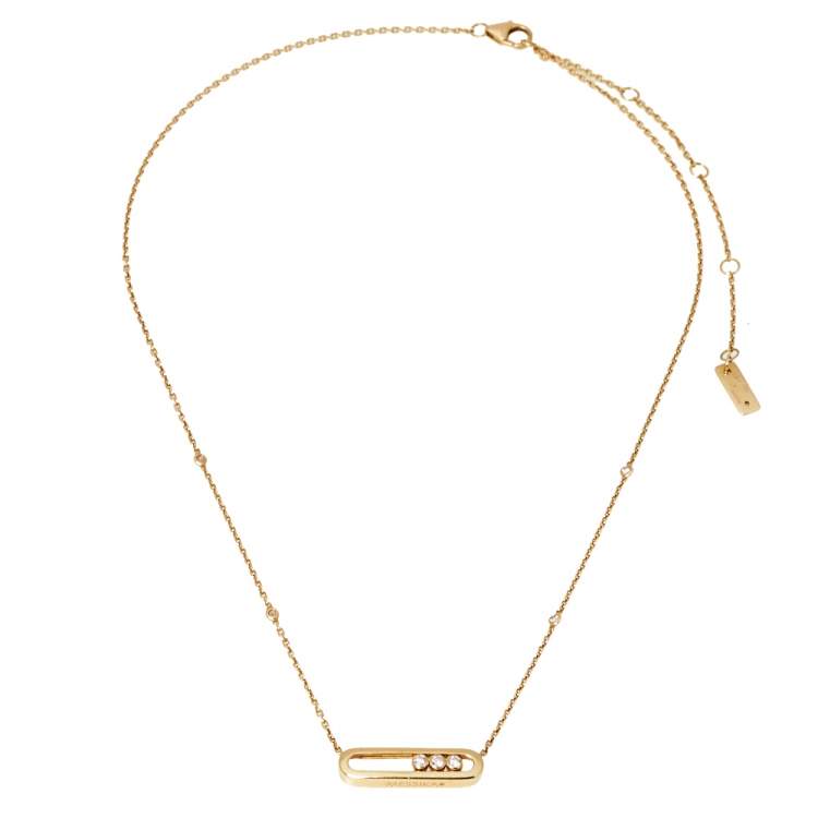 Pre Owned Messika Baby Move Diamond 18K Yellow Gold Pendant Necklace