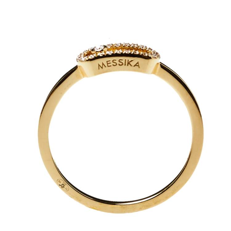 Pre Owned Messika Move Uno Diamond 18K Yellow Gold Ring Size 55