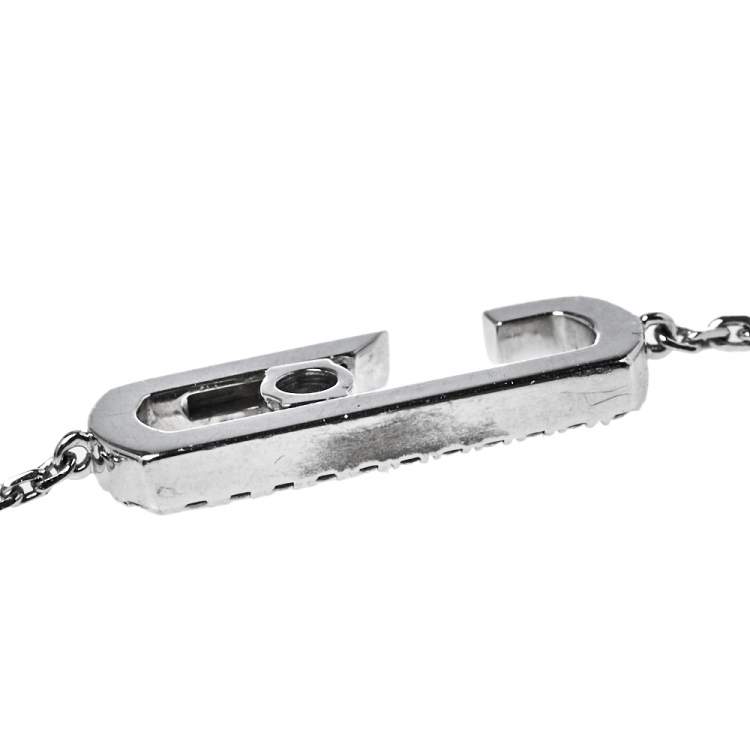 Pre Owned Messika by Gigi Hadid Move Addiction Pave Diamond 18K White Gold Bracelet