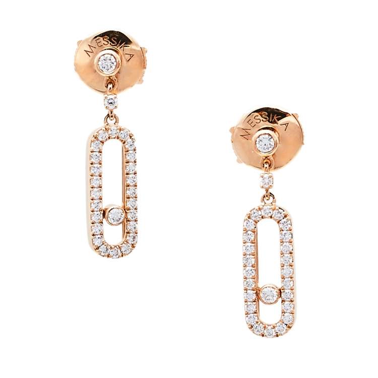 Pre Owned Messika Move Uno Diamond 18K Rose Gold Earrings