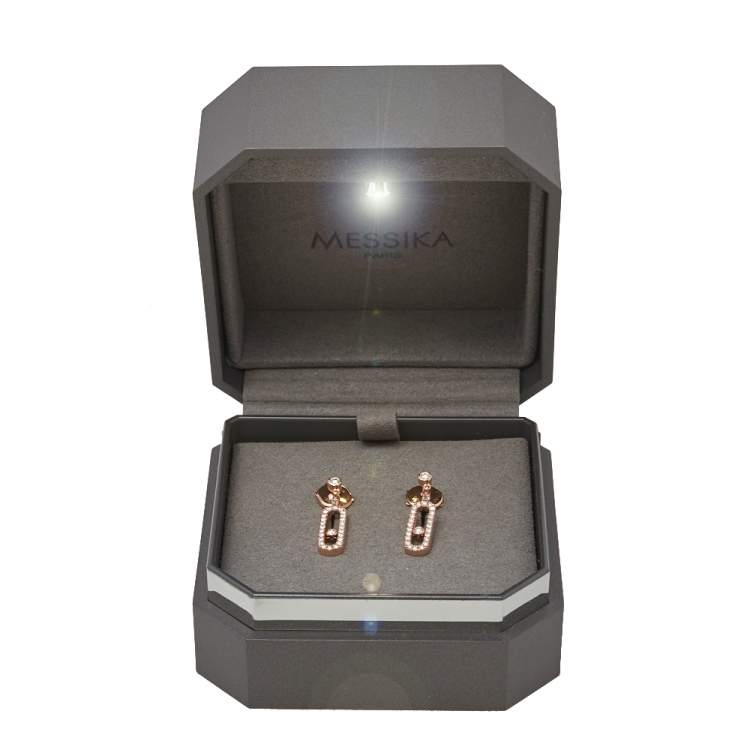 Pre Owned Messika Move Uno Diamond 18K Rose Gold Earrings