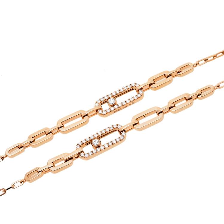 Pre Owned Messika Move Uno Diamond 18K Rose Gold Long Necklace  