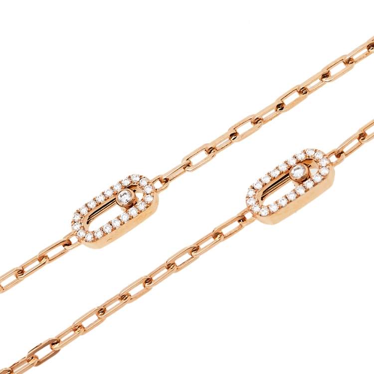 Pre Owned Messika Move Uno Diamond 18K Rose Gold Long Necklace  