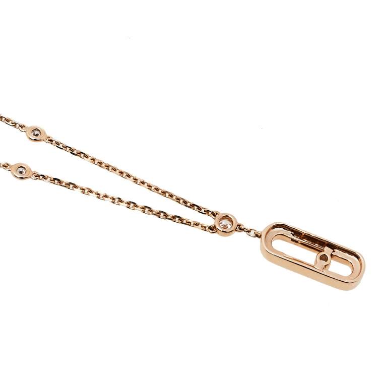 Pre Owned Messika Move Uno Diamond 18K Rose Gold Long Necklace