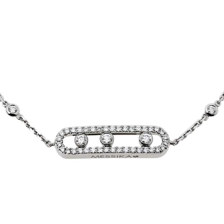 Pre Owned Messsika Baby Move Pave Diamond 18K White Gold Bracelet