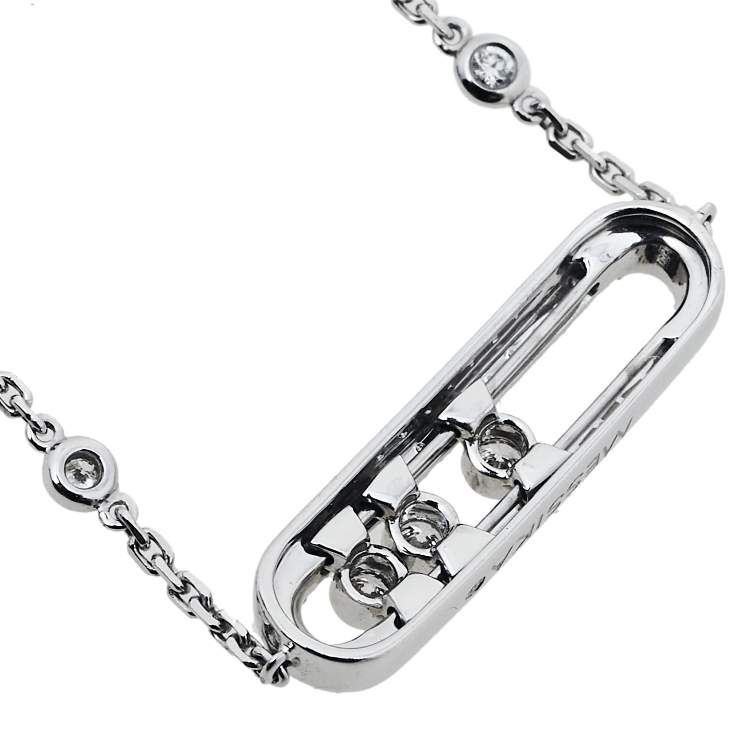 Pre Owned Messsika Baby Move Pave Diamond 18K White Gold Bracelet