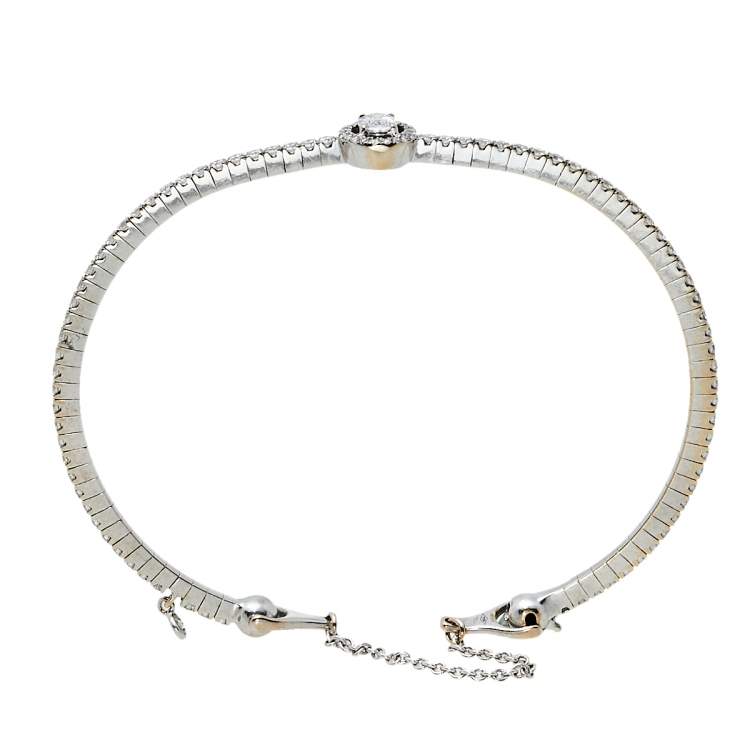 Pre Owned Messika Glam'Azone Diamond Pavé 18K White Gold Bracelet