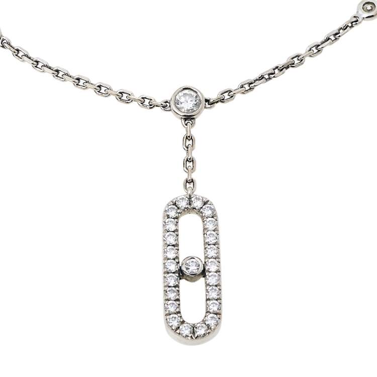 Pre Owned Messika Move Uno Diamond 18K White Gold Ankle Bracelet