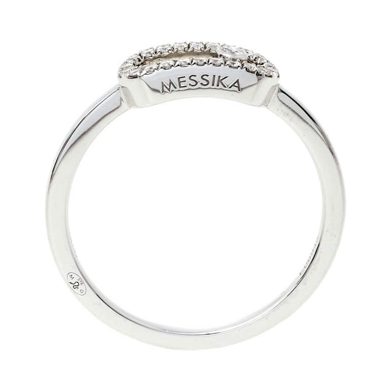 Pre Owned Messika Move Uno Pave Diamond 18K White Gold Ring Size 51