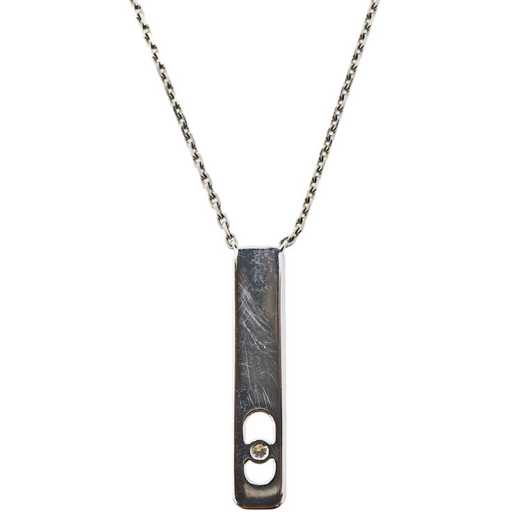 Pre Owned Messika My First Diamond Pave 18K White Gold Pendant Necklace