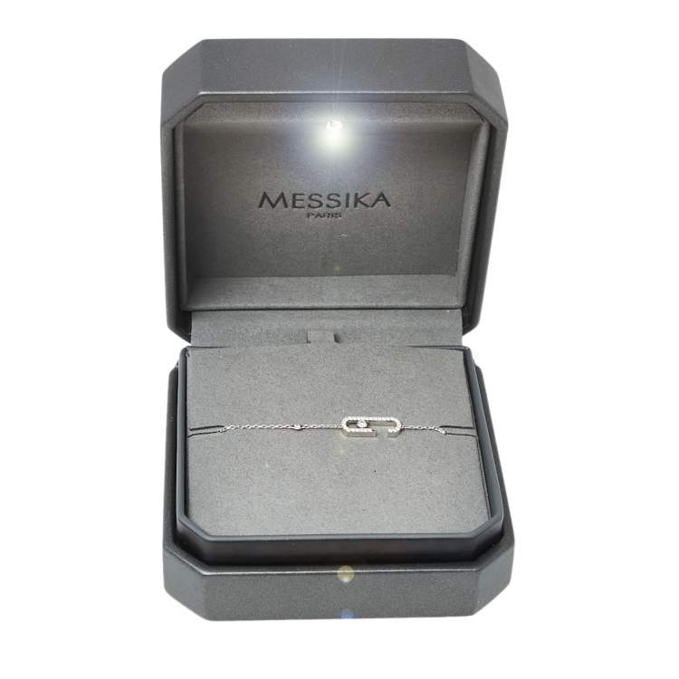 Pre Owned Messika by Gigi Hadid Move Addiction Pave Diamond 18K White Gold Bracelet
