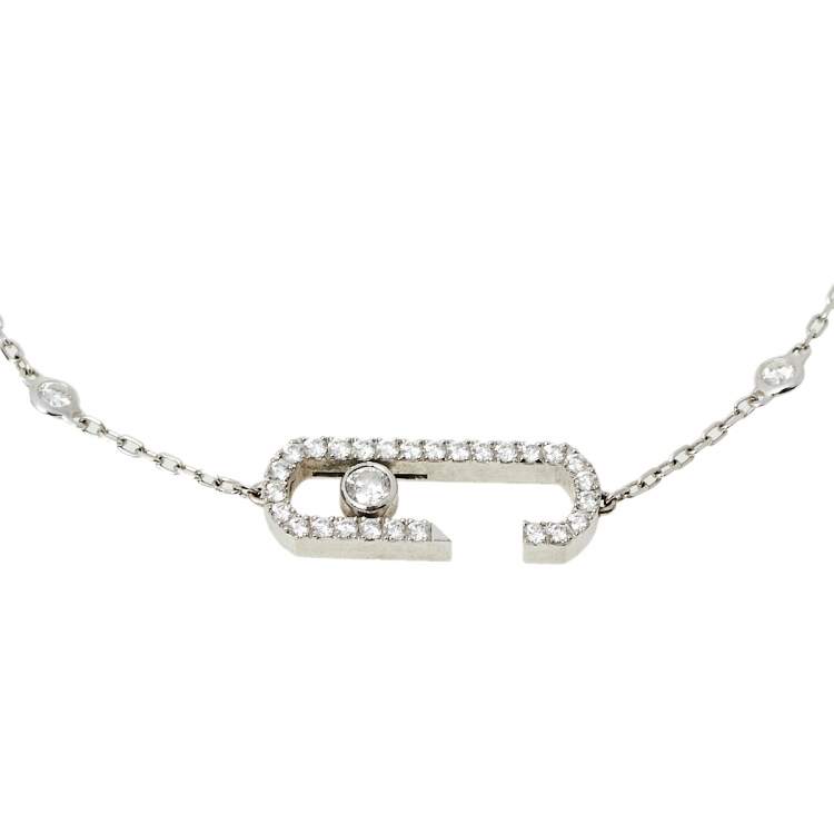 Pre Owned Messika by Gigi Hadid Move Addiction Pave Diamond 18K White Gold Bracelet