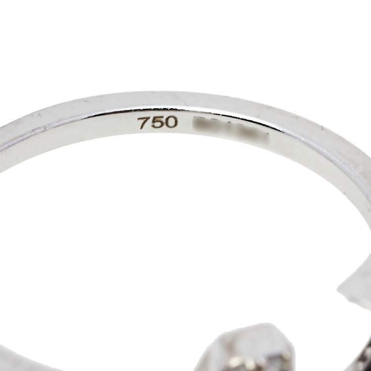 Pre Owned Messika Gigi Hadid Move Addiction Pave Diamond 18K White Gold Ring Size 52