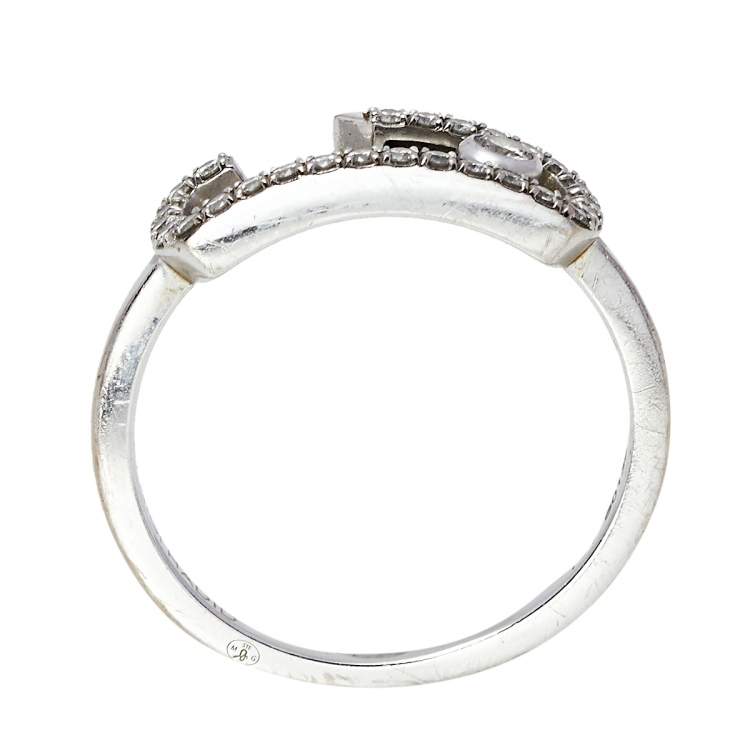 Pre Owned Messika Gigi Hadid Move Addiction Pave Diamond 18K White Gold Ring Size 52