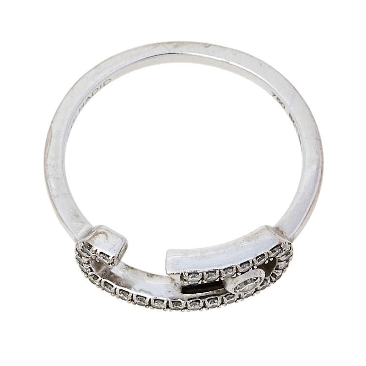Pre Owned Messika Gigi Hadid Move Addiction Pave Diamond 18K White Gold Ring Size 52