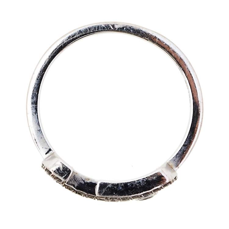 Pre Owned Messika Gigi Hadid Move Addiction Pave Diamond 18K White Gold Ring Size 52
