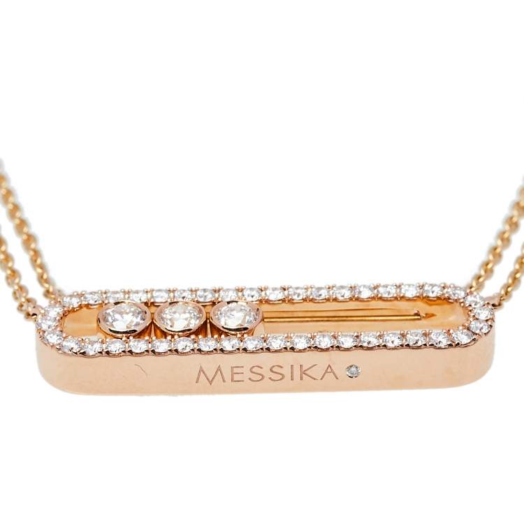 Pre Owned Messika Move Pave Diamond 18K Rose Gold Double Chain Necklace