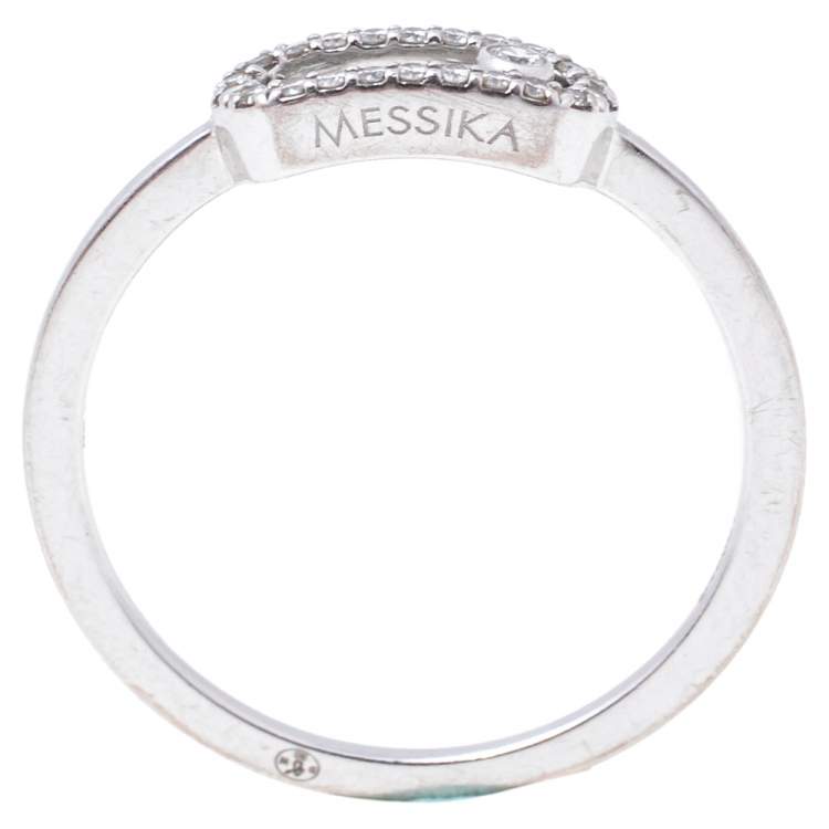 Pre Owned Messika Move Uno Pave Diamond 18K White Gold Ring 53