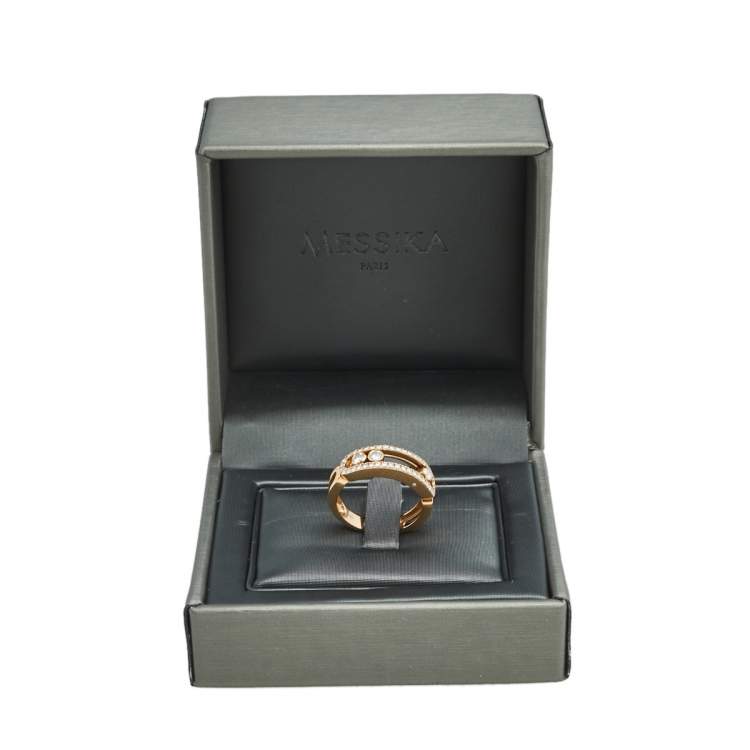 Pre Owned Messika Move Classique Pave Diamonds 18K Rose Gold Ring Size 54