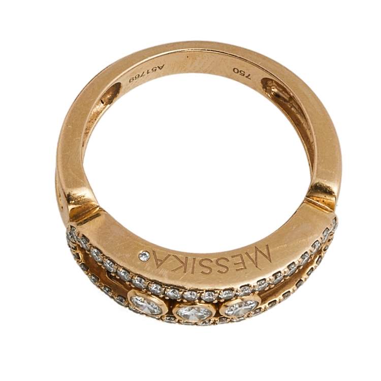 Pre Owned Messika Move Classique Pave Diamonds 18K Rose Gold Ring Size 54