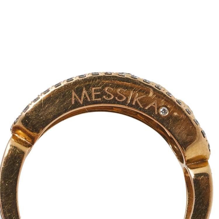 Pre Owned Messika Move Classique Pave Diamonds 18K Rose Gold Ring Size 54