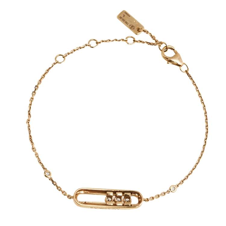 Pre Owned Messika Baby Move Pave Diamond 18K Rose Gold Bracelet