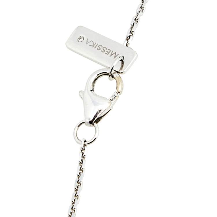 Pre Owned Messika Move Uno 2 Rows Pave Diamond 18k White Gold Necklace