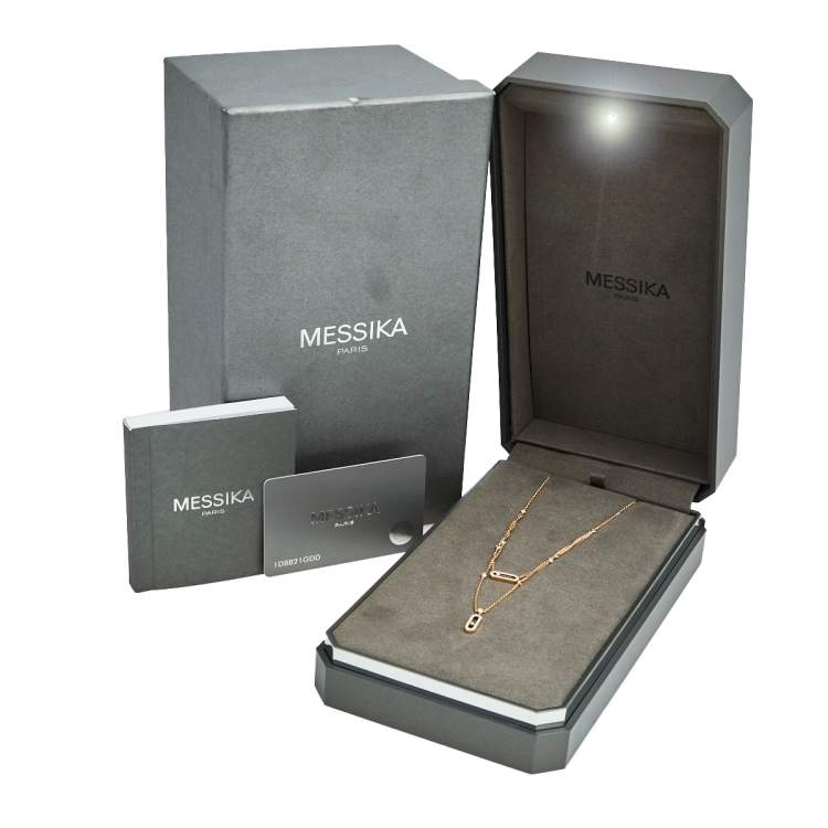 مملوكة مسبقًا Messika Move Uno 2 Row Pave Diamond 18k Rose Gold Necklace