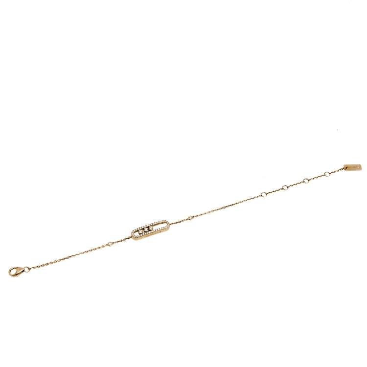 Pre Owned Messika Baby Move Pave Diamond 18K Rose Gold Bracelet