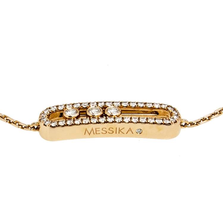 Pre Owned Messika Baby Move Pave Diamond 18K Rose Gold Bracelet