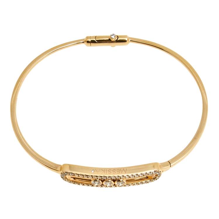 Pre Owned Messika Move Pave Diamond 18k Rose Gold Thin Bracelet S