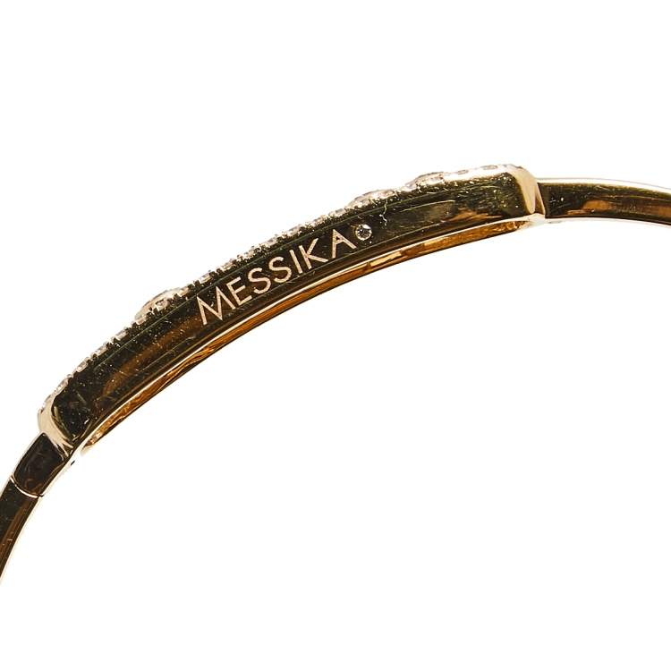 Pre Owned Messika Move Pave Diamond 18k Rose Gold Thin Bracelet S