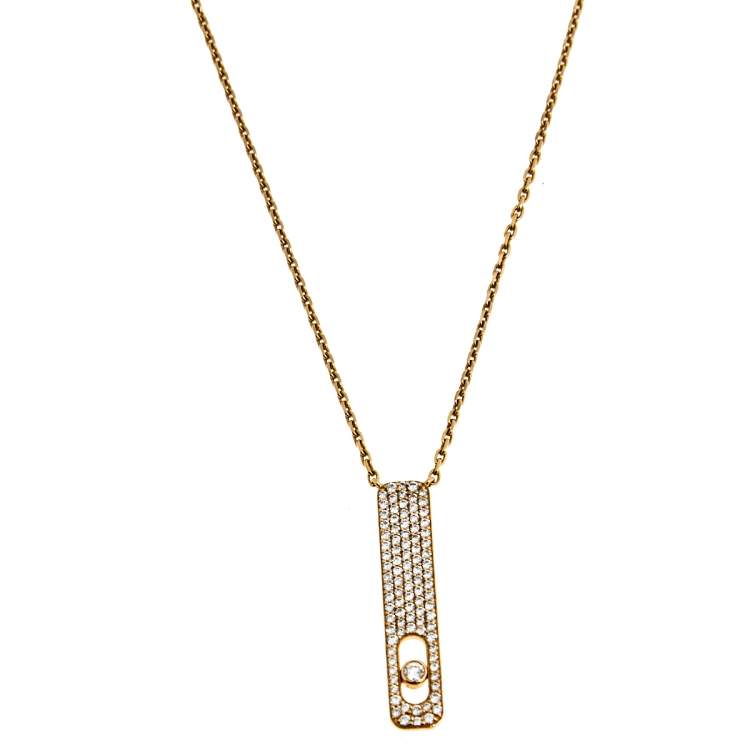 Pre Owned Messika My First Diamond Pave 18K Rose Gold Pendant Necklace