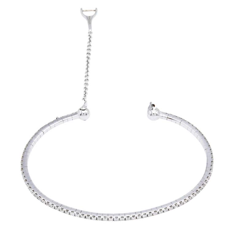 Pre Owned Messika Skinny Diamond 18k White Gold Cuff Bracelet