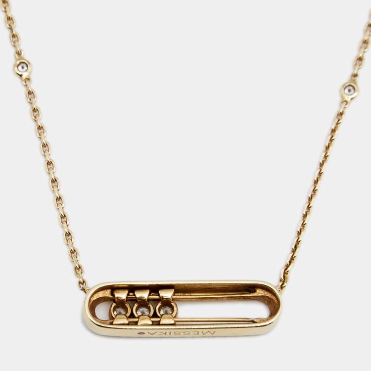 Pre Owned Messika Baby Move Pavé Diamond 18K Yellow Gold Necklace