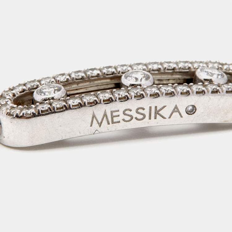Pre Owned Messika Baby Move Paved Diamond 18k White Gold Bracelet