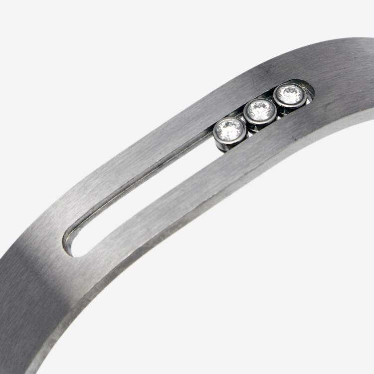 Pre Owned Messika Move Diamonds Titanium Open Cuff Bracelet L