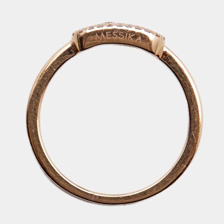 Pre Owned Messika Move Uno Diamonds 18k Rose Gold Ring Size 51
