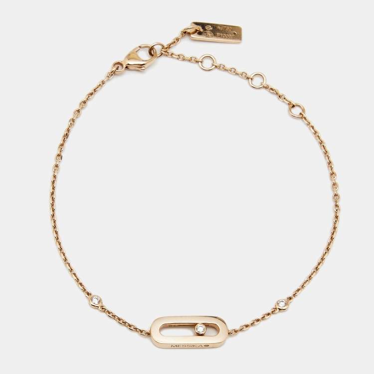 Pre Owned Messika Move Uno Diamond 18k Rose Gold Bracelet