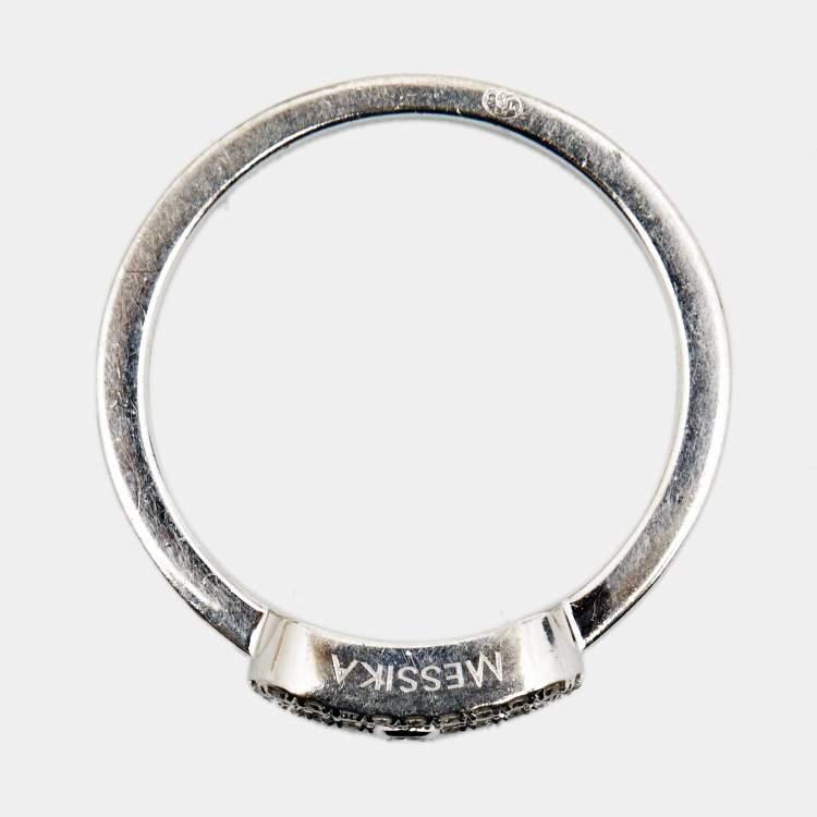 Pre Owned Messika Move Uno Pave Diamond 18K White Gold Ring Size 49