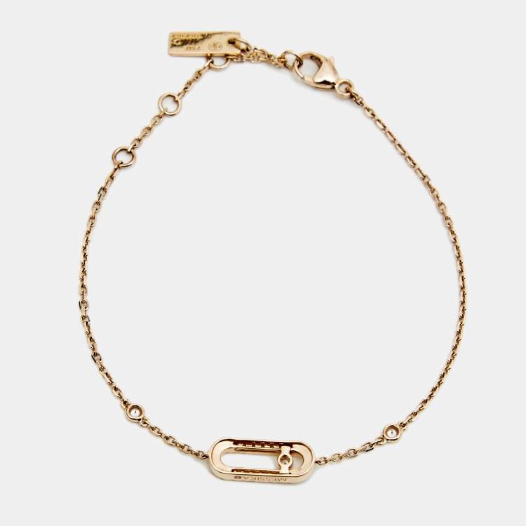 Pre Owned Messika Move Uno Pave Diamond 18K Rose Gold Bracelet