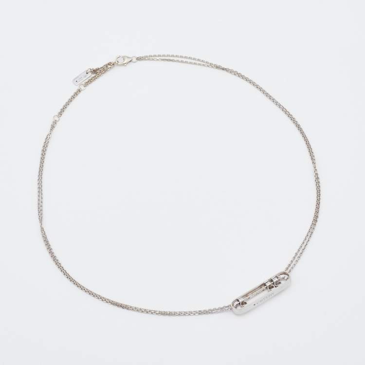 Pre Owned Messika Move Diamond 18k White Gold Double Chain Necklace