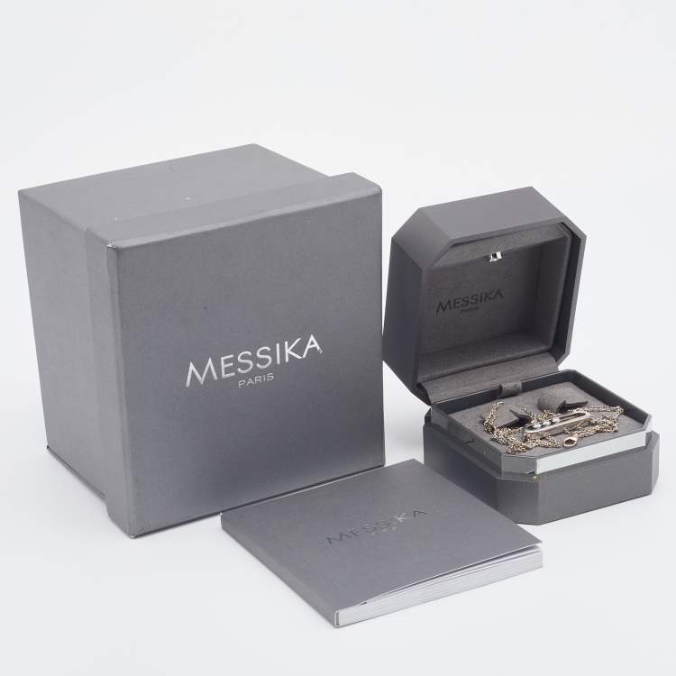 Pre Owned Messika Move Diamond 18k White Gold Double Chain Necklace